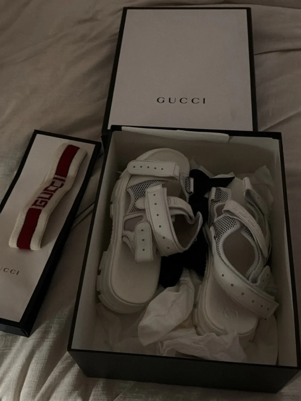 Gucci white mesh sandals